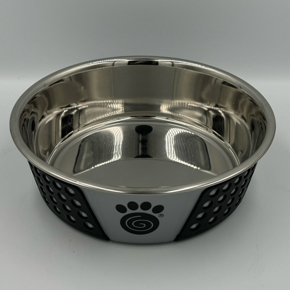 PetRageous Large Fiji Stainless Steel Black and Gray Non-Slip Dog Bowl - Picture 2 of 6